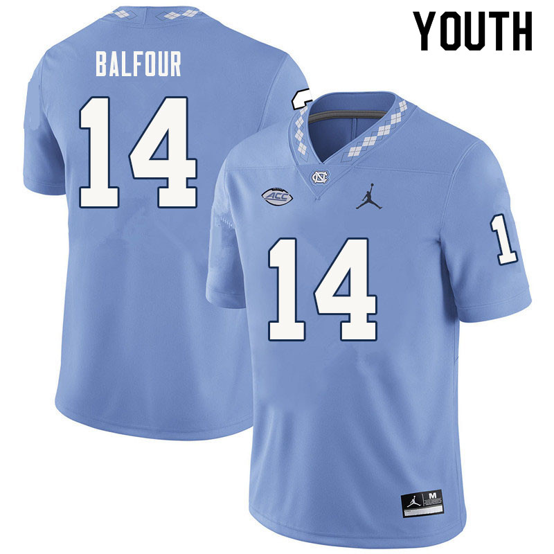 Youth #14 Dontae Balfour North Carolina Tar Heels College Football Jerseys Sale-Carolina Blue